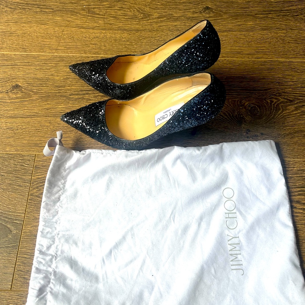 Jimmy Choo sparkly blue stilettos